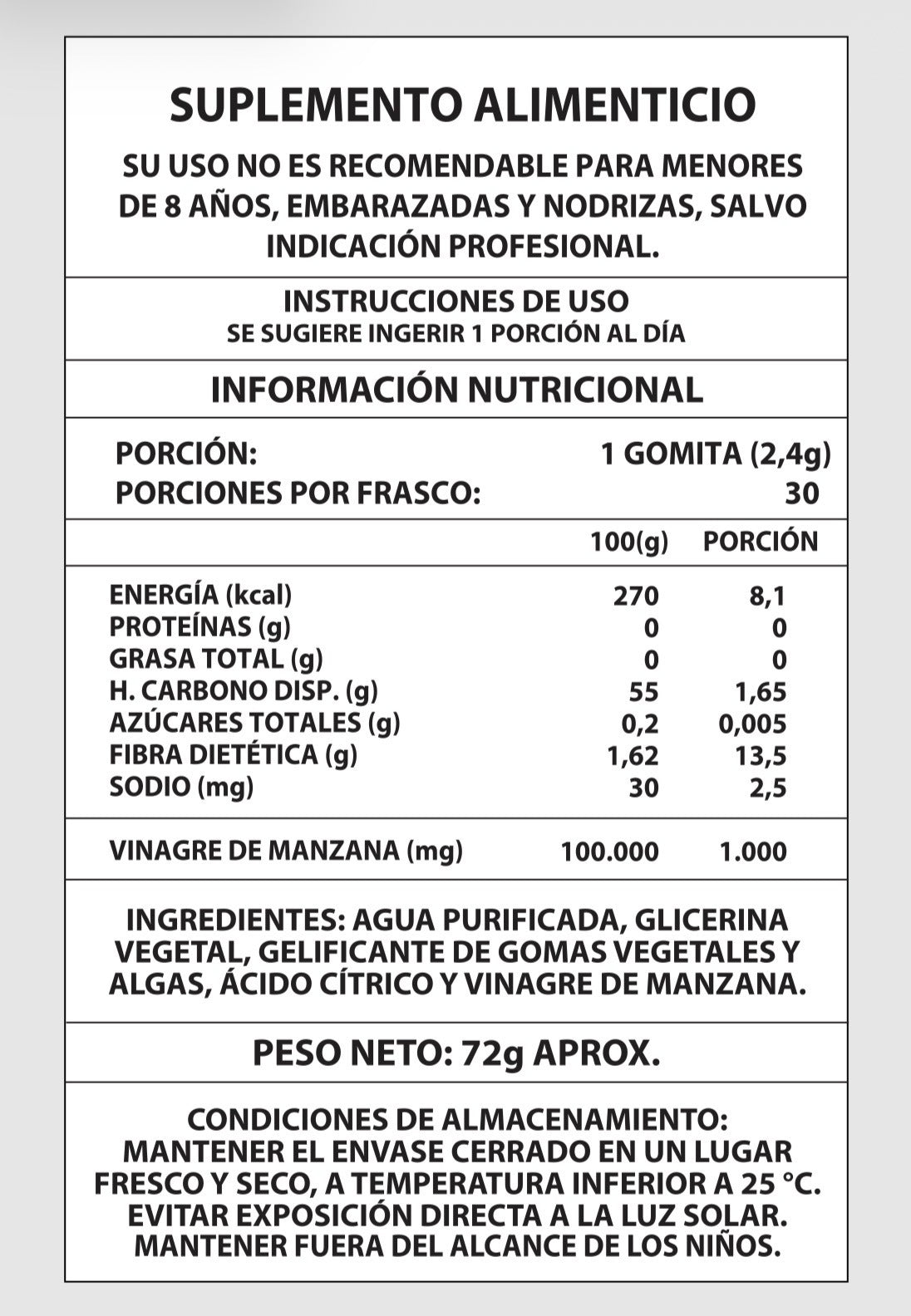 GOMITAS VINAGRE DE MANZANA 1000MG