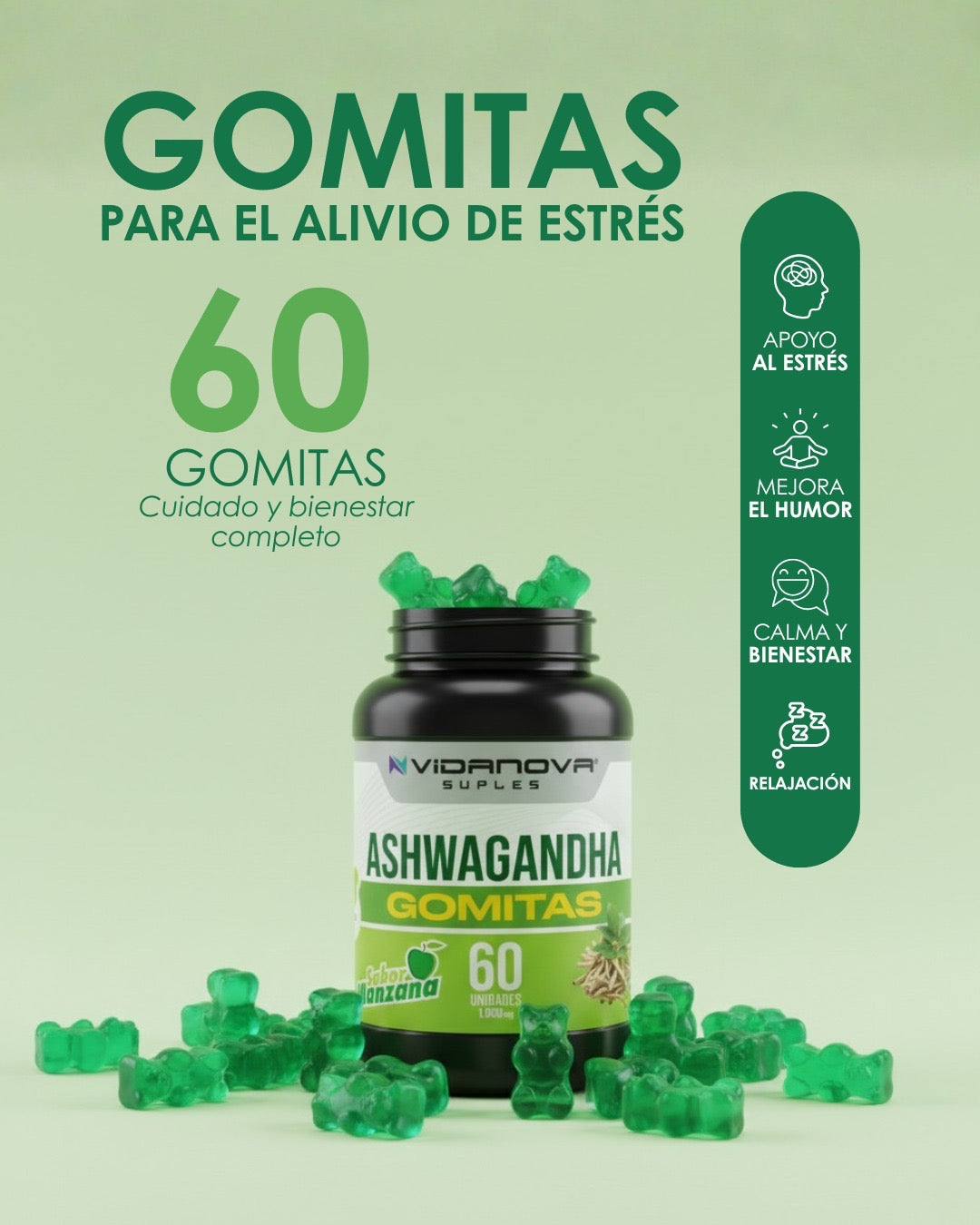 60 GOMITAS ASHWAGANDHA 1000mg